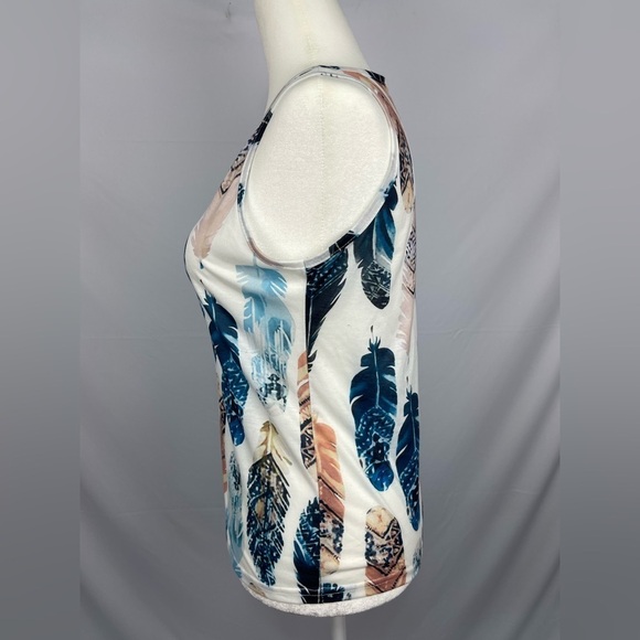 GYK Women’s multi color feather print tank top in size S - Picture 3 of 13